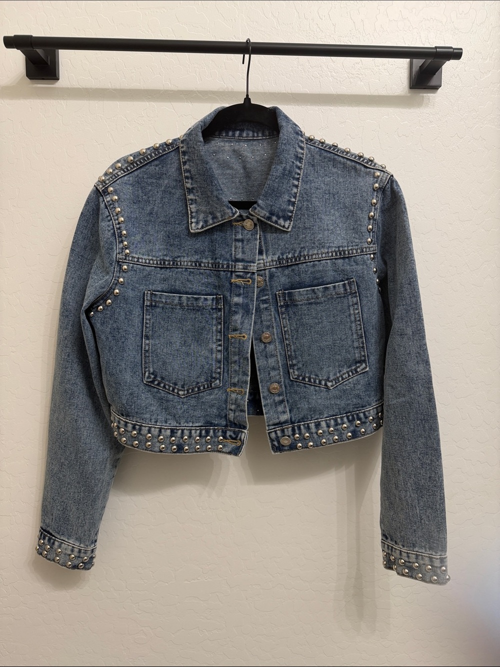 Studded Blue Denim Jacket - Women